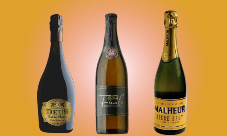 champagne bier Drie champagne bier flessen